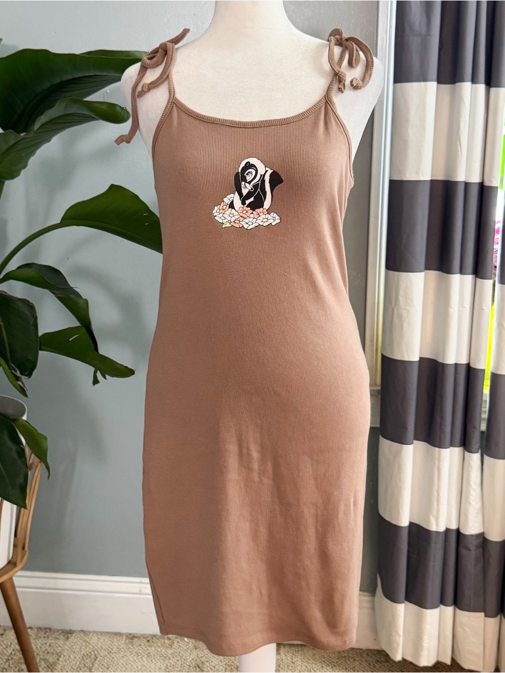 NWT Disney Thumper Bambi Ribbed Mini Dress Brown Medium - Picture 2 of 10
